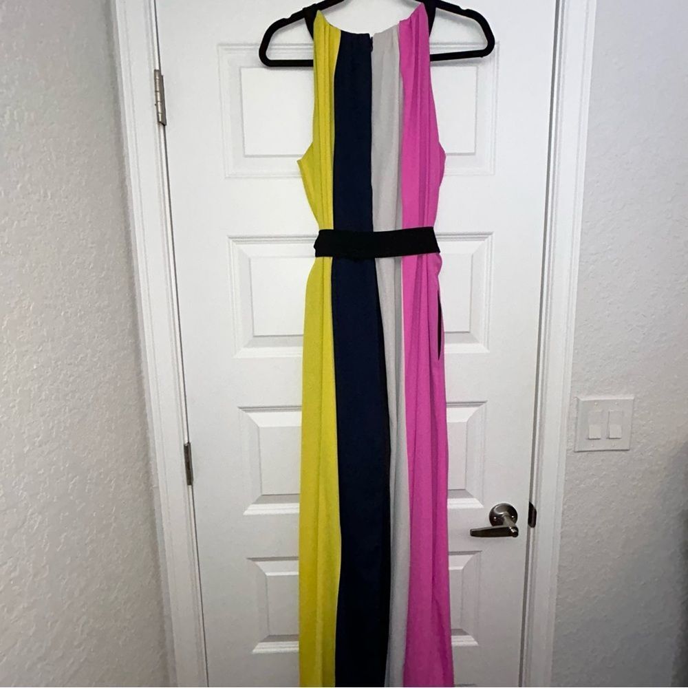 Colorblock Sleeveless Jumpsuit - Pink, Yellow & Black - Picture 10 of 12